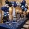 60 Pack 12-Inch Black, Blue & Silver Latex Balloons – Royal Blue, Metallic Blue & Silver Party Balloon Set with Ribbon for Birthday, Baby Shower, Graduation & Event Decorations